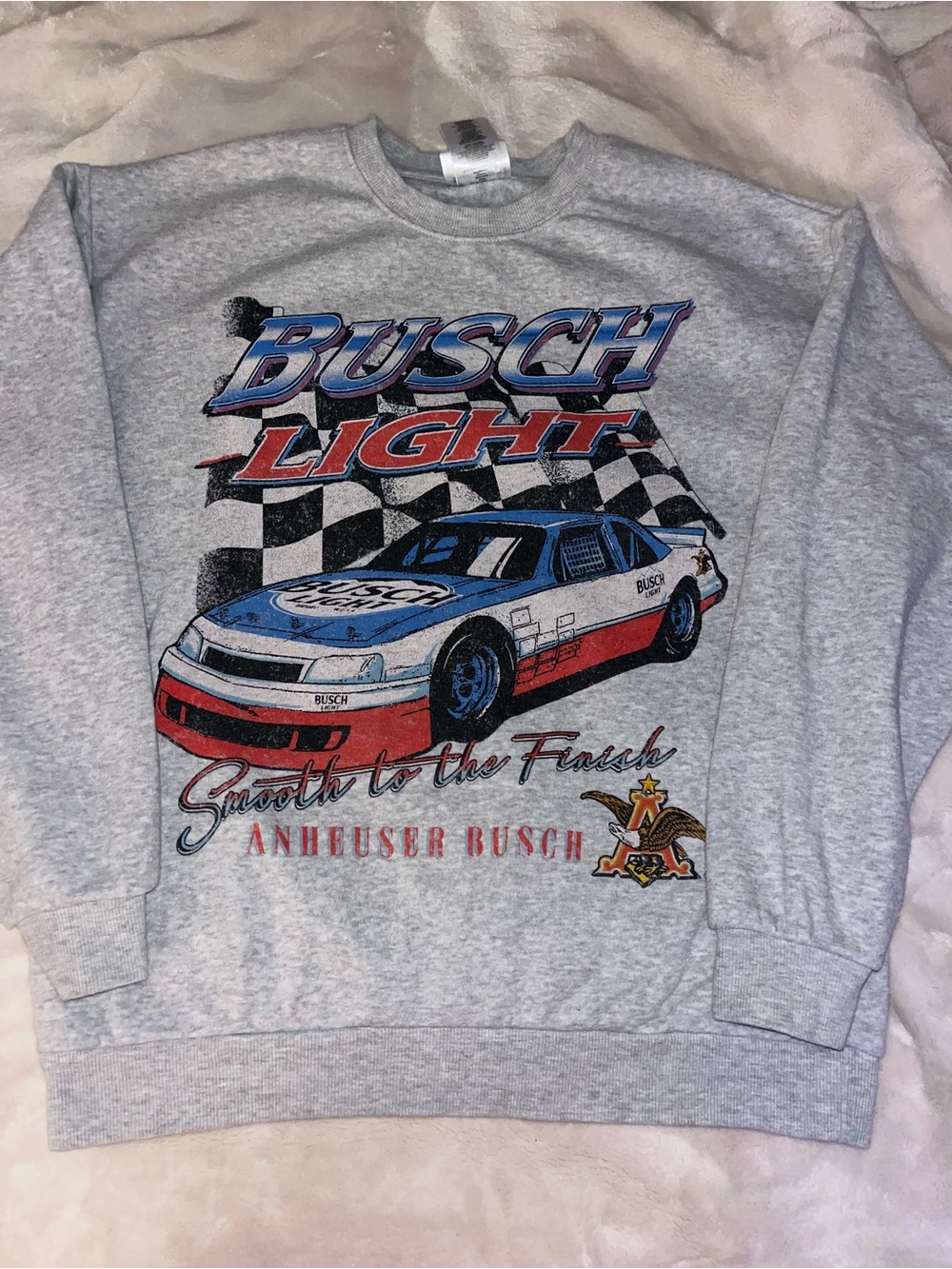 Busch Light Grey Racing Graphic Crewneck Sweatshirt